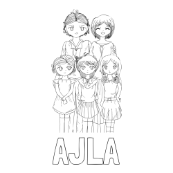 Online izdelana pobarvanka - Pobarvanka imena AJLA in anime risani junaki