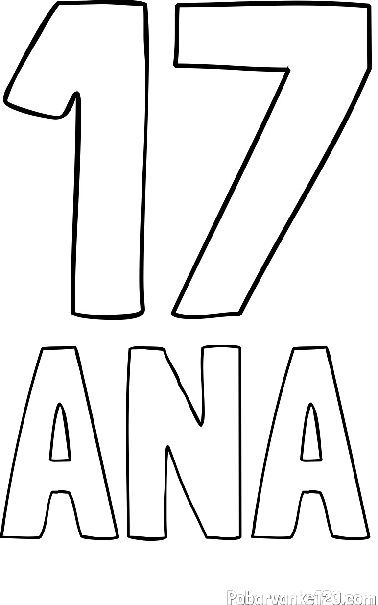 Pobarvanka imena ANA in pobarvanka številke sedemnajst (17)