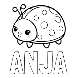 Online izdelana pobarvanka - Pobarvanka imena ANJA in pobarvanka ljubke pikapolonice