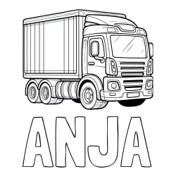 Online izdelana pobarvanka - Pobarvanka imena ANJA in pobarvanka velikega tovornjaka