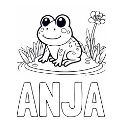 Online izdelana pobarvanka - Pobarvanka imena ANJA in pobarvanka žabe