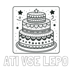 Pobarvanka imena ATI VSE LEPO in pobarvanka slastne torte