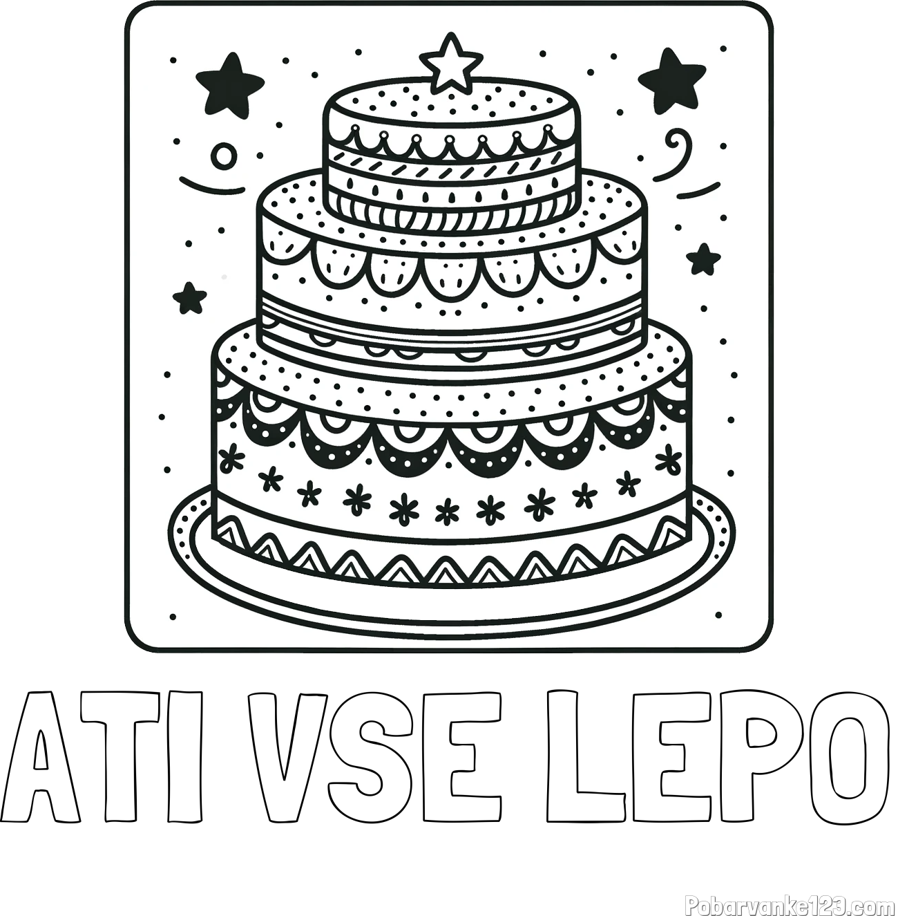 Pobarvanka imena ATI VSE LEPO in pobarvanka slastne torte