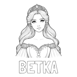 Online izdelana pobarvanka - Pobarvanka imena BETKA in pobarvanka realistične princese
