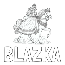 Pobarvanka imena BLAŽKA in pobarvanka princese na konju