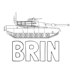 Online izdelana pobarvanka - Pobarvanka imena BRIN in pobarvanka tanka M1 Abrams