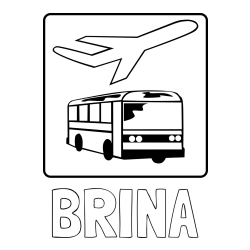 Online izdelana pobarvanka - Pobarvanka imena BRINA in avtobus in letalo