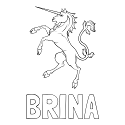 Online izdelana pobarvanka - Pobarvanka imena BRINA in samorog Pua