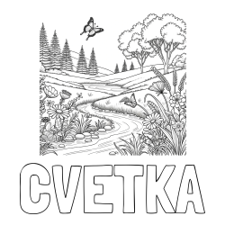 Online izdelana pobarvanka - Pobarvanka imena CVETKA in pobarvanka cvetoče narave