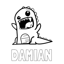 Pobarvanka imena DAMIAN in pobarvanka strašnega dinozavra