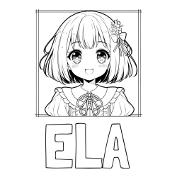 Online izdelana pobarvanka - Pobarvanka imena ELA in pobarvanka ljubke punčke v anime slogu