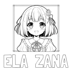 Online izdelana pobarvanka - Pobarvanka imena ELA  ŽANA in pobarvanka ljubke punčke v anime slogu