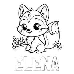 Online izdelana pobarvanka - Pobarvanka imena ELENA in pobarvanka lisičke