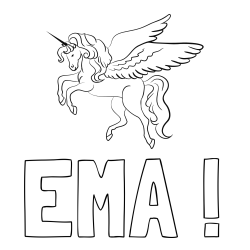 Online izdelana pobarvanka - Pobarvanka imena EMA ! in lepa pobarvanka samoroga