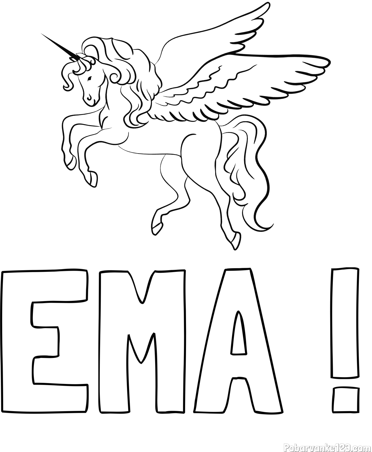 Pobarvanka imena EMA ! in lepa pobarvanka samoroga