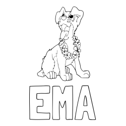 Pobarvanka imena EMA in pobarvanka kužka