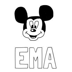 Online izdelana pobarvanka - Pobarvanka imena EMA in pobarvanka ljubke Miki Miške