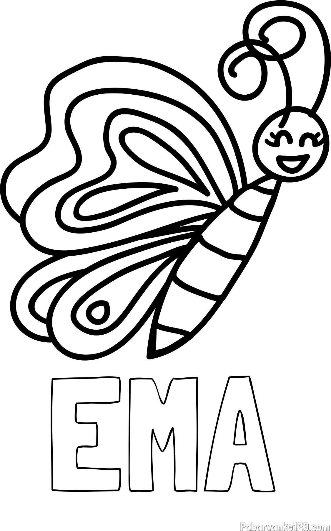 Pobarvanka imena EMA in pobarvanka ljubkega metulja