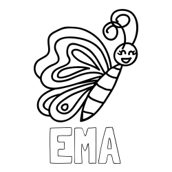 Online izdelana pobarvanka - Pobarvanka imena EMA in pobarvanka ljubkega metulja