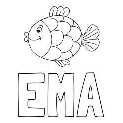 Pobarvanka imena EMA in pobarvanka ribice