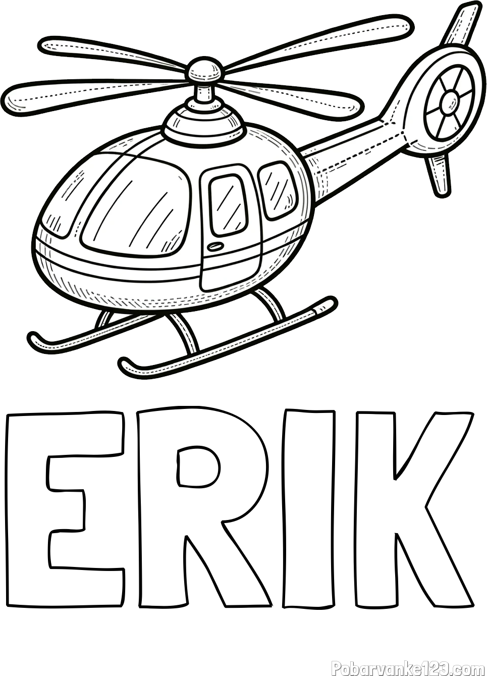 Pobarvanka imena ERIK in pobarvanka manjšega helikopterja