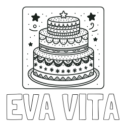 Online izdelana pobarvanka - Pobarvanka imena EVA VITA in pobarvanka slastne torte