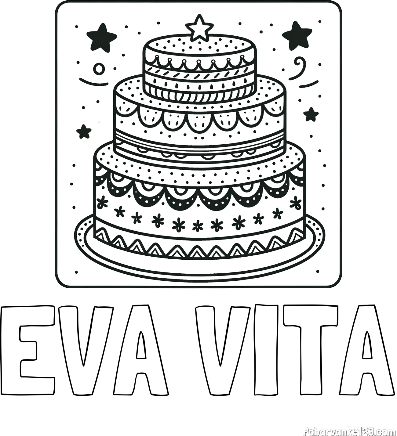 Pobarvanka imena EVA VITA in pobarvanka slastne torte