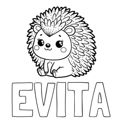 Online izdelana pobarvanka - Pobarvanka imena EVITA in pobarvanka nasmejanega ježka