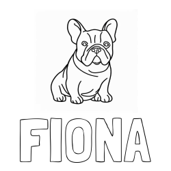 Online izdelana pobarvanka - Pobarvanka imena FIONA in pobarvanka francoskega buldoga