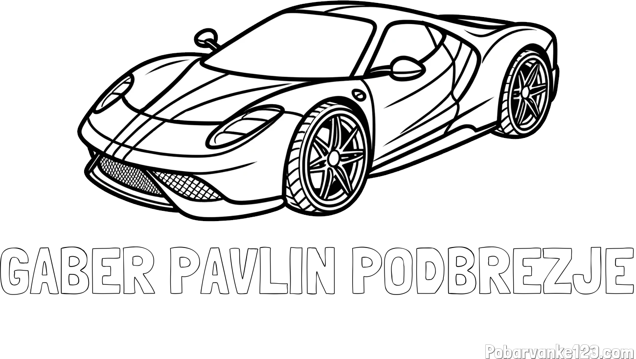 Pobarvanka imena GABER PAVLIN PODBREZJE in pobarvanka dirkalnega avtomobila