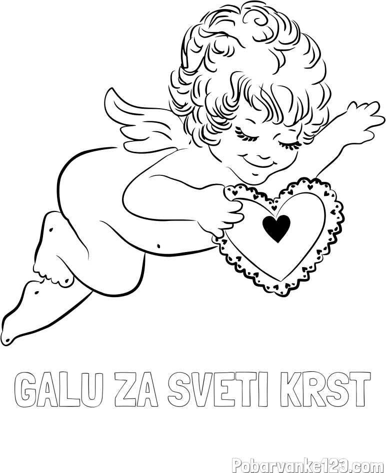 Pobarvanka imena GALU ZA SVETI KRST in pobarvanka angela s srčkom