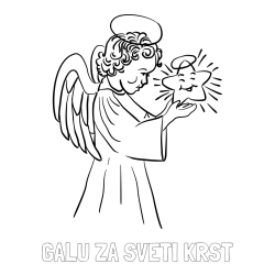 Online izdelana pobarvanka - Pobarvanka imena GALU ZA SVETI KRST in pobarvanka angela z zvezdo