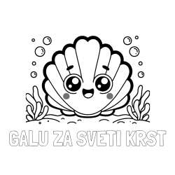 Online izdelana pobarvanka - Pobarvanka imena GALU ZA SVETI KRST in pobarvanka nasmejane školjke