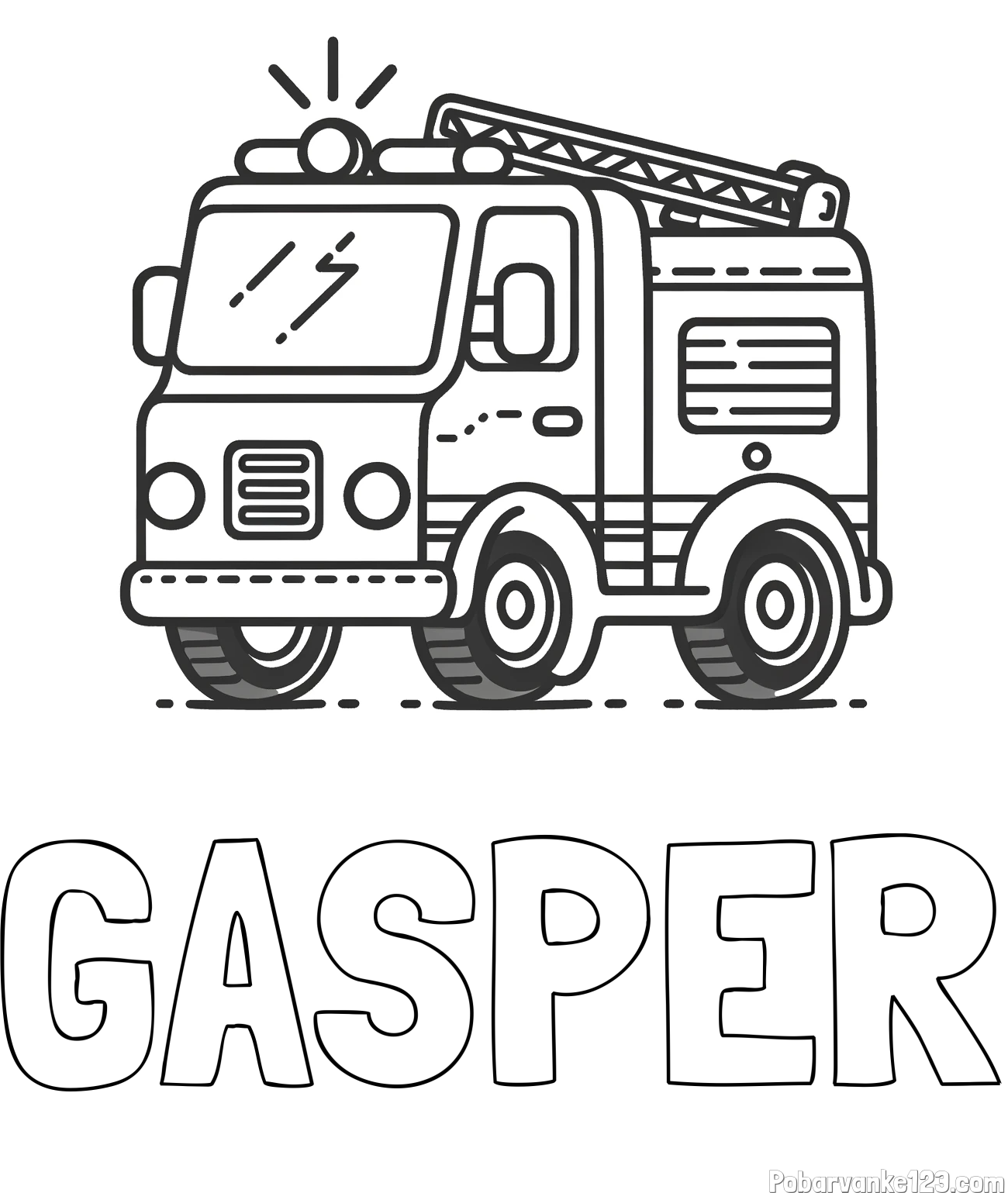Pobarvanka imena GASPER in pobarvanka gasilskega avta z vklopljeno sireno