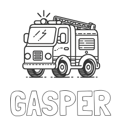 Online izdelana pobarvanka - Pobarvanka imena GASPER in pobarvanka gasilskega avta z vklopljeno sireno