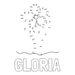 Pobarvanka imena GLORIA in Črtna pobarvanka cvetlice