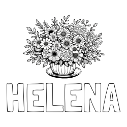 Online izdelana pobarvanka - Pobarvanka imena HELENA in pobarvanka velikega šopka rož