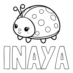 Online izdelana pobarvanka - Pobarvanka imena INAYA in pobarvanka ljubke pikapolonice