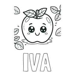 Online izdelana pobarvanka - Pobarvanka imena IVA in pobarvanka nasmejane jabolke