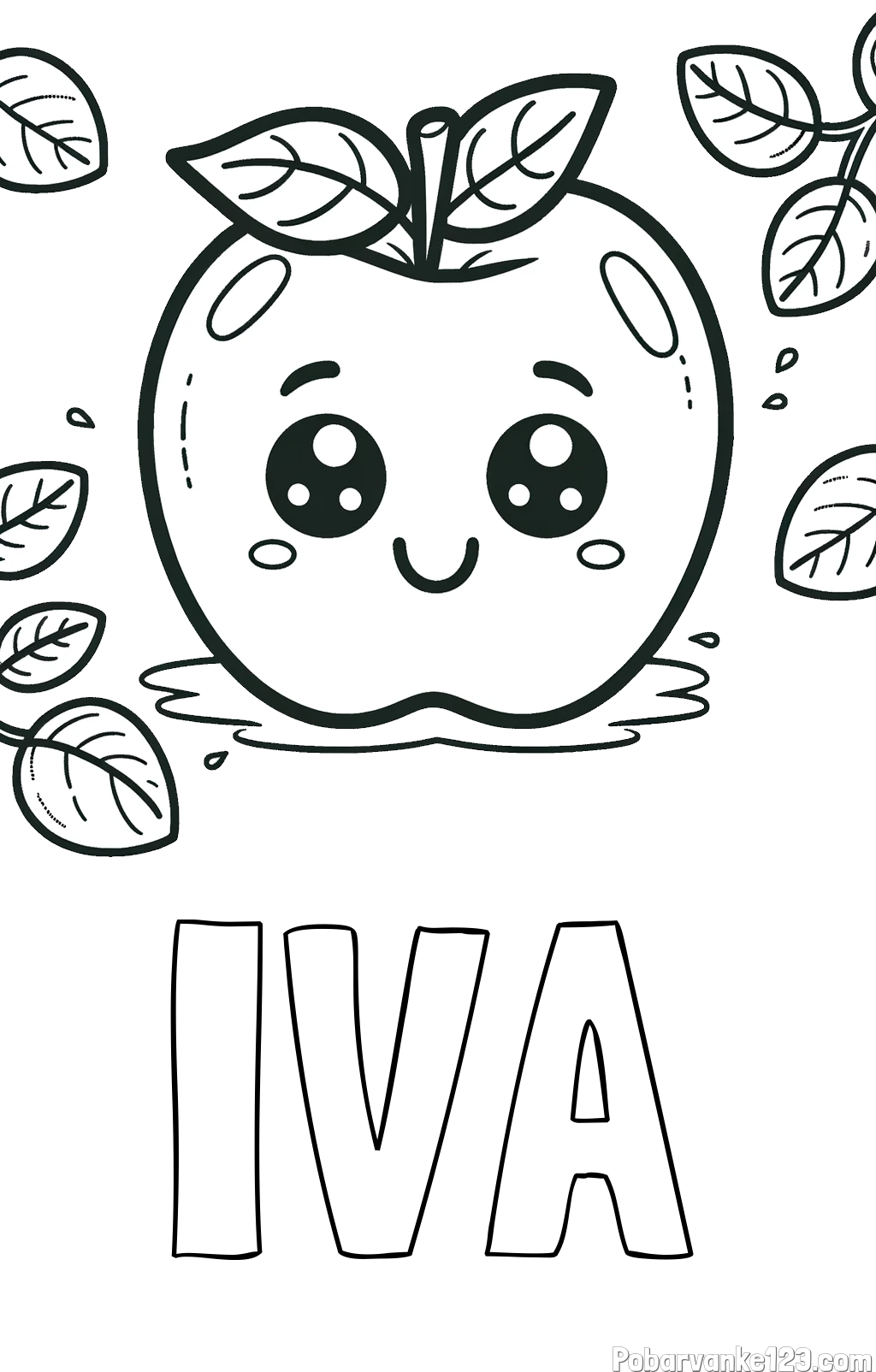 Pobarvanka imena IVA in pobarvanka nasmejane jabolke