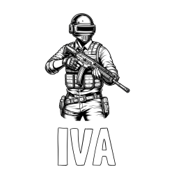 Online izdelana pobarvanka - Pobarvanka imena IVA in pobarvanka PUBG osrednjega lika v bojnem položaju