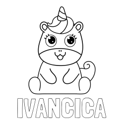 Online izdelana pobarvanka - Pobarvanka imena IVANČICA in pobarvanka čudovitega samoroga Unicorn