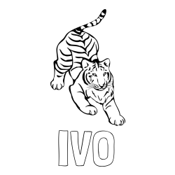 Online izdelana pobarvanka - Pobarvanka imena IVO in pobarvanka velikega tigra