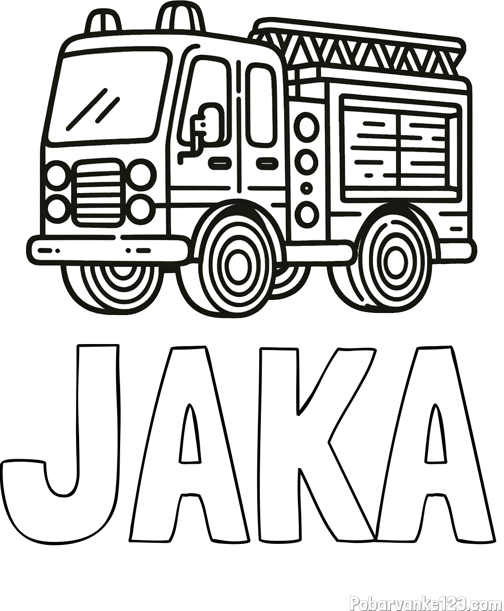 Pobarvanka imena JAKA in pobarvanka gasilskega avtomobila