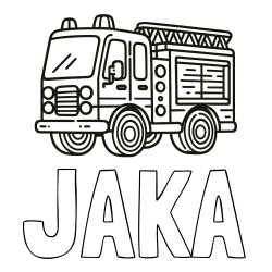 Online izdelana pobarvanka - Pobarvanka imena JAKA in pobarvanka gasilskega avtomobila
