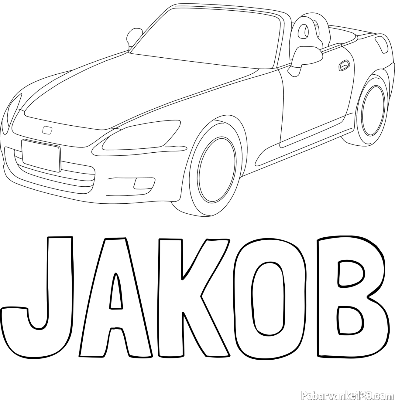 Pobarvanka imena JAKOB in pobarvanka avtomobila znamke Honda