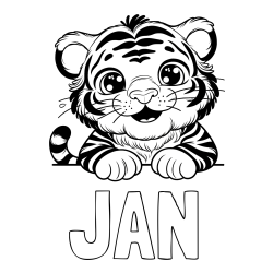 Online izdelana pobarvanka - Pobarvanka imena JAN in pobarvanka tigrček