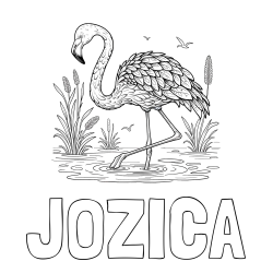 Online izdelana pobarvanka - Pobarvanka imena JOŽICA in pobarvanka flaminga v močvirju