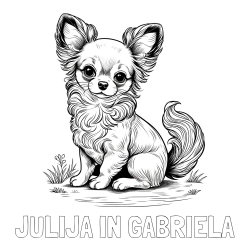 Online izdelana pobarvanka - Pobarvanka imena JULIJA IN GABRIELA in pobarvanka ljubke čivave