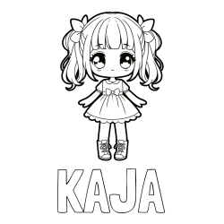Pobarvanka imena KAJA in pobarvanka anime punčke